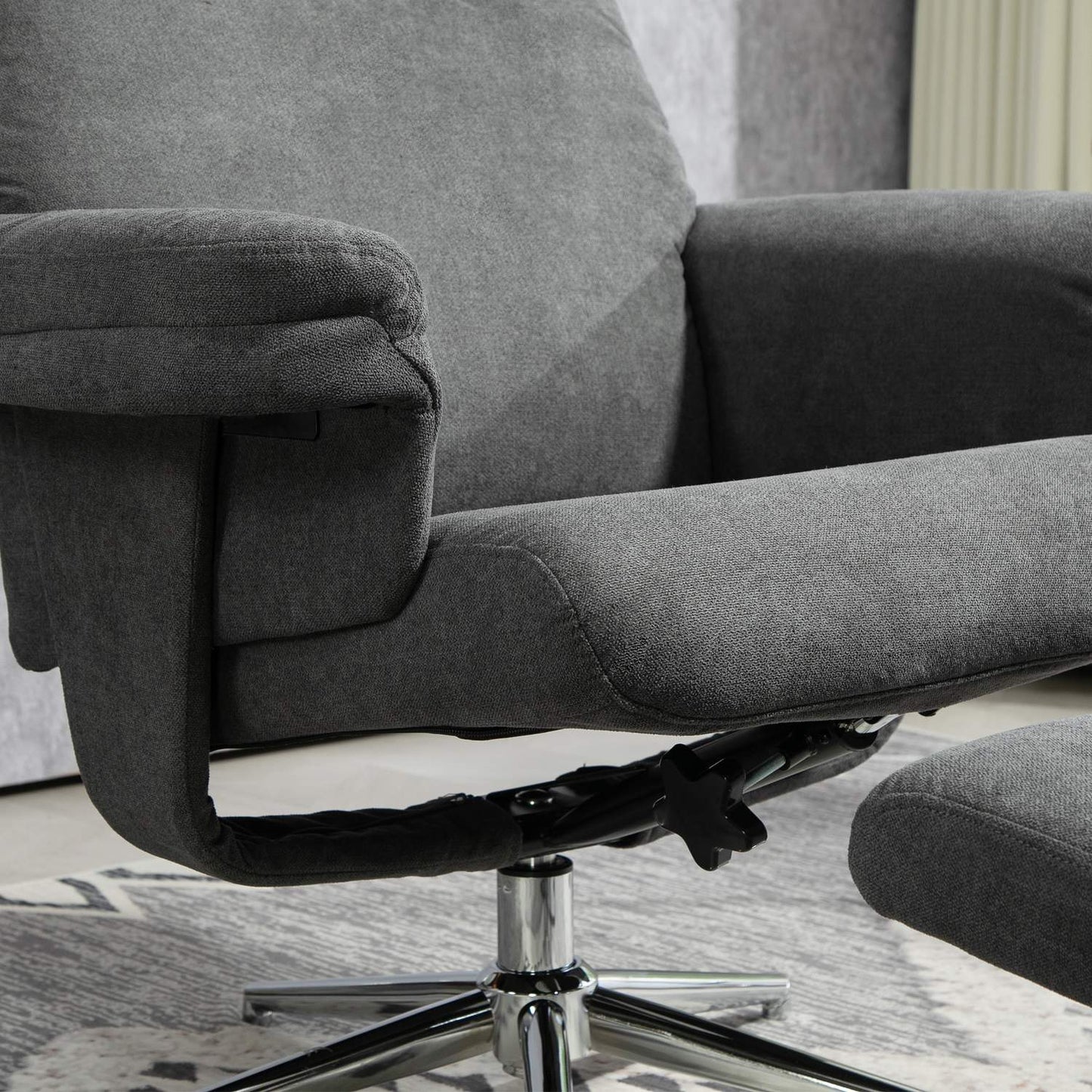 Relaxation armchair seat set, velvet look, up to 150 kg, dark grey