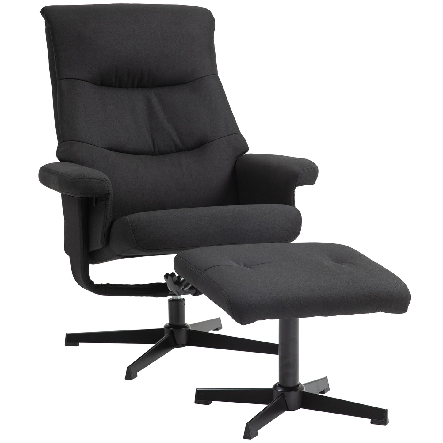 Lounger with footrest, velvet upholstery, black