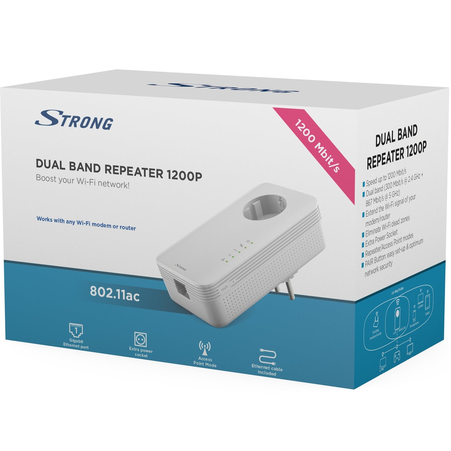 Repeater 1200 Mbit/s Dual Band (2.4+5GHz)