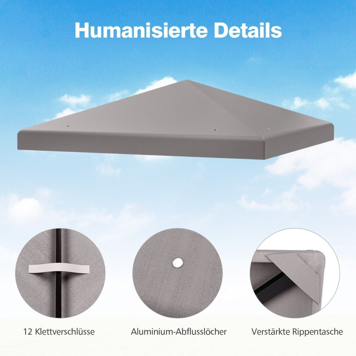 Replacement Canopy Cover, 300x300 cm, Waterproof, Gray
