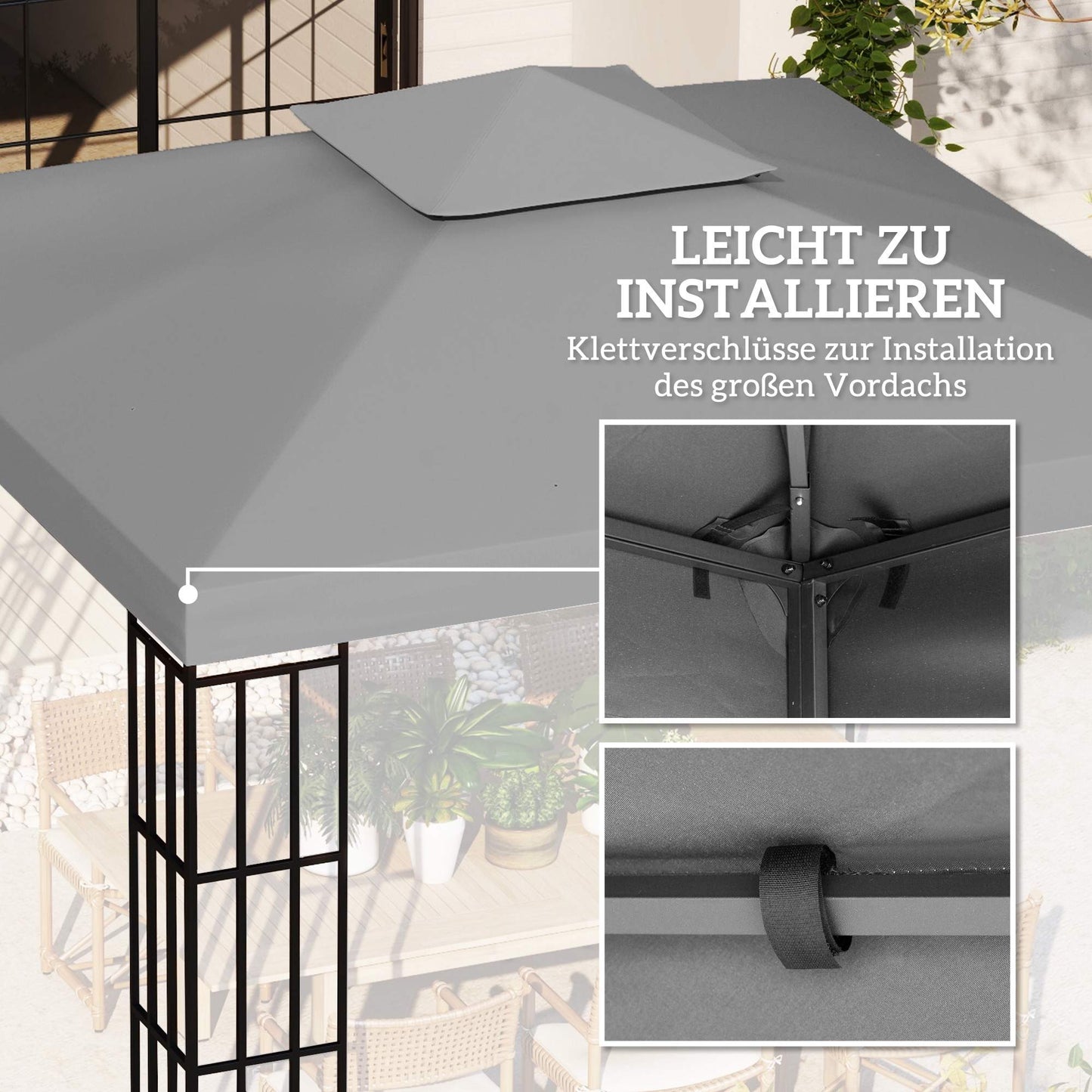 Replacement Canopy for 3x3m Gazebo, Waterproof, Light Grey