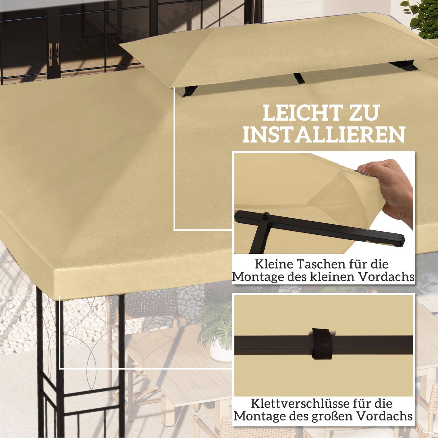 Replacement Canopy for 3x4m Pavilion, Water-Repellent, Beige