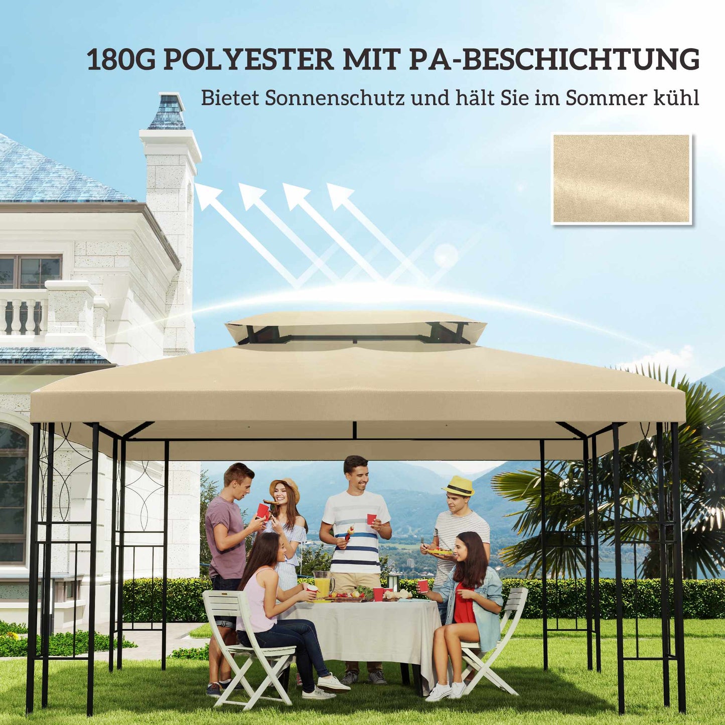 Replacement Canopy for 3x4m Pavilion, Water-Repellent, Beige