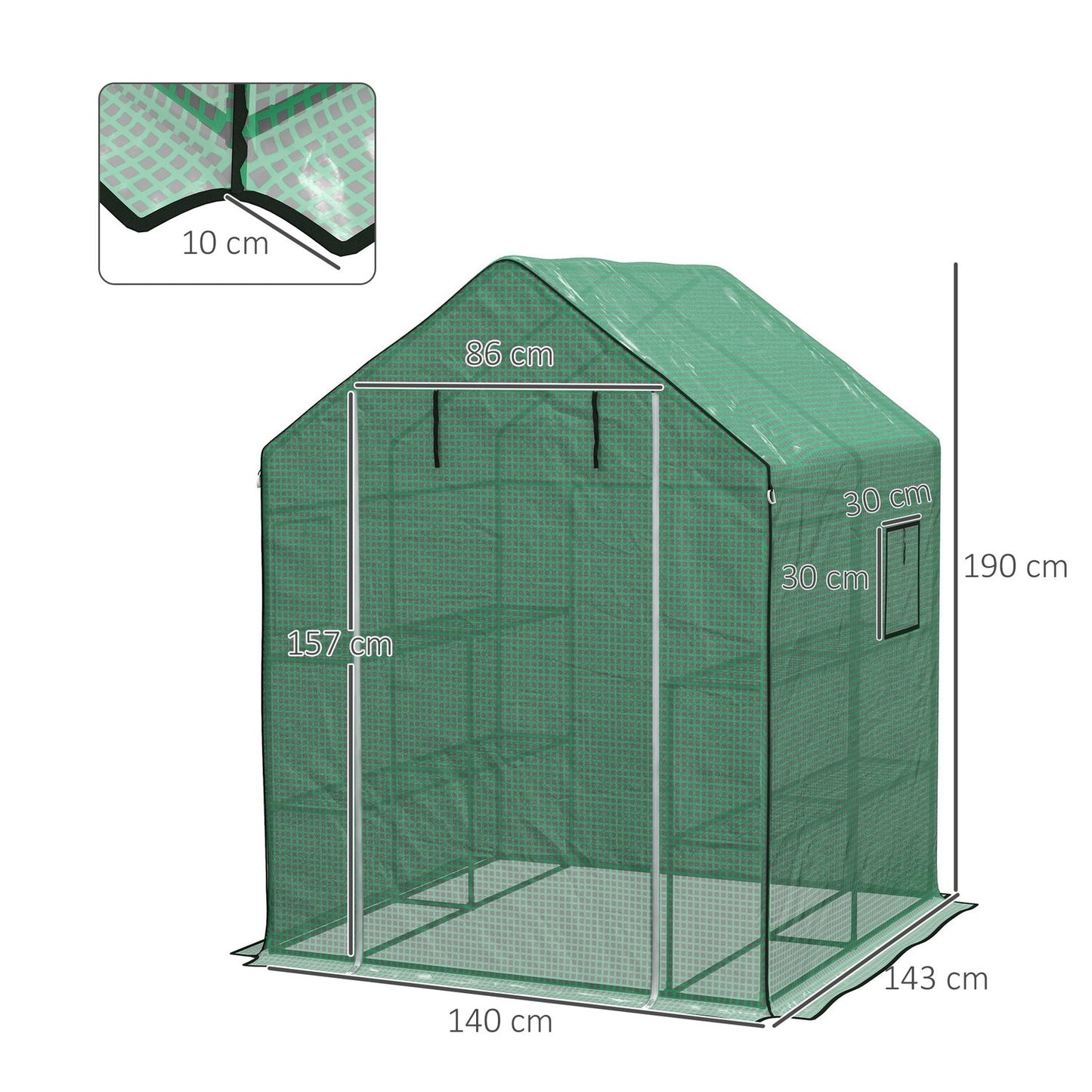 Greenhouse replacement film with UV protection, 140x143x190 cm