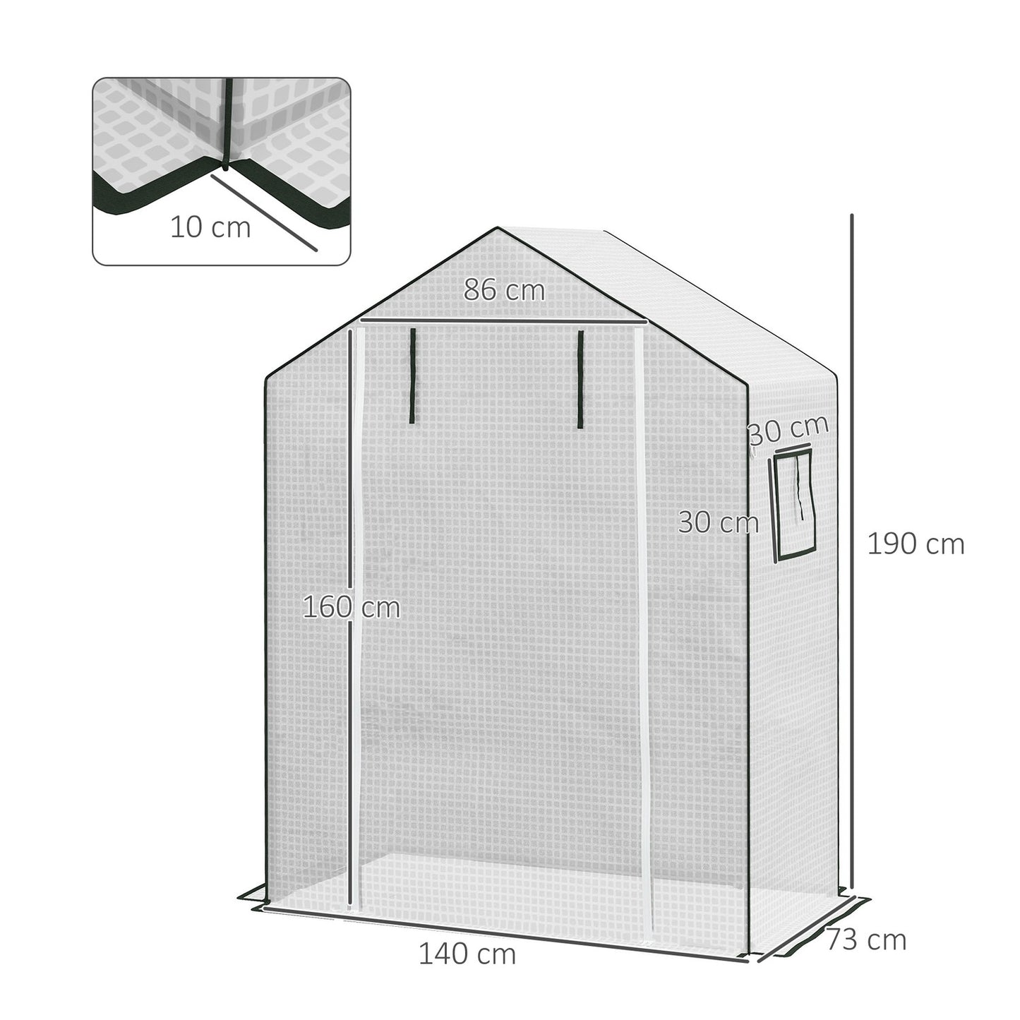 Greenhouse film replacement cover with UV protection, 140x73x190 cm