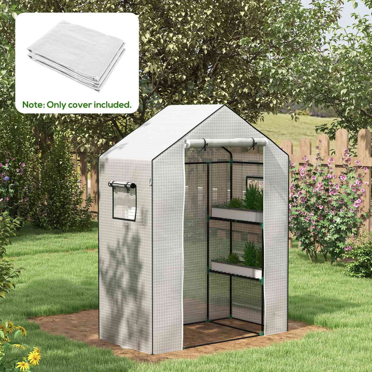 Greenhouse film replacement cover with UV protection, 140x73x190 cm