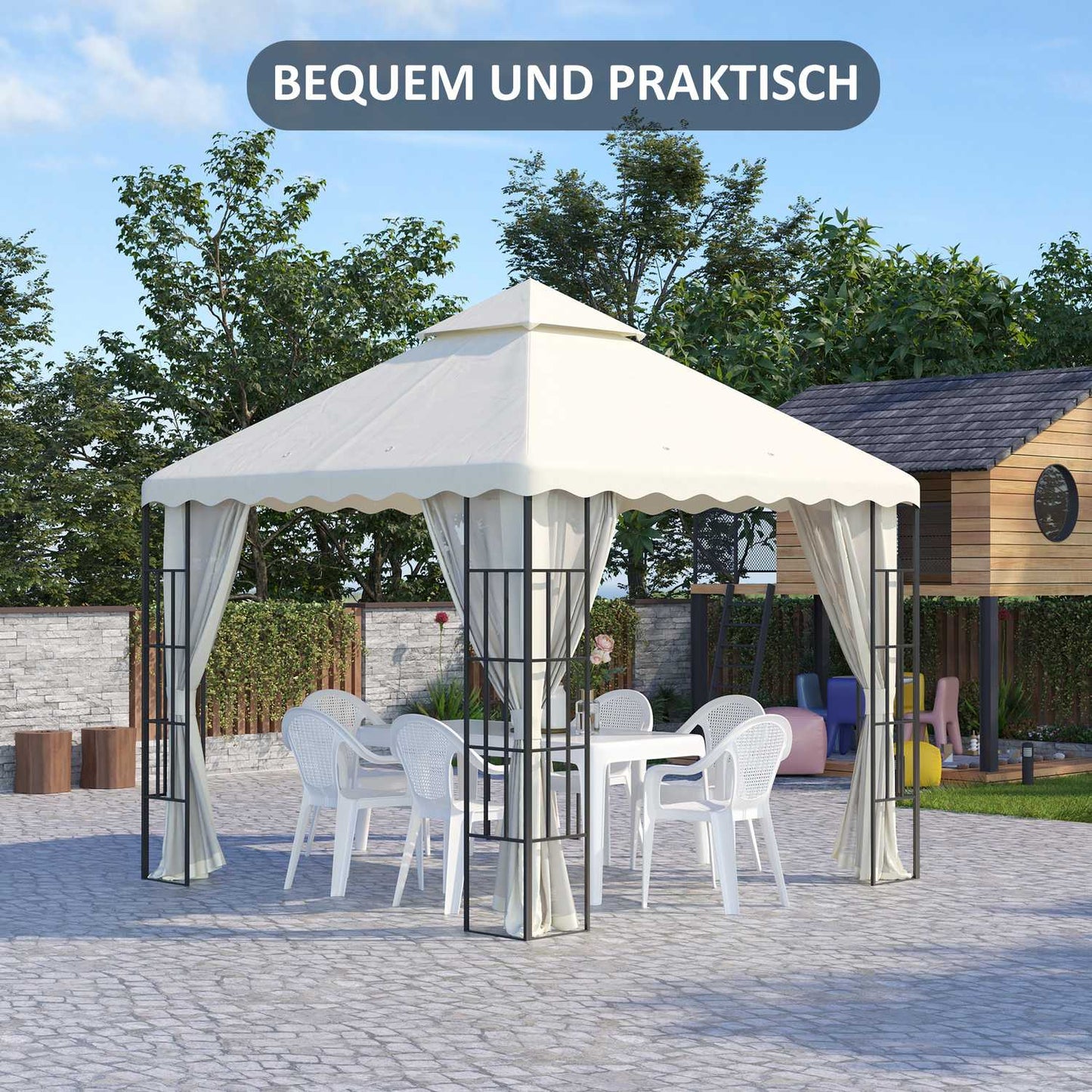 Replacement roof for garden pavilion, 3x3M, Cream white cover