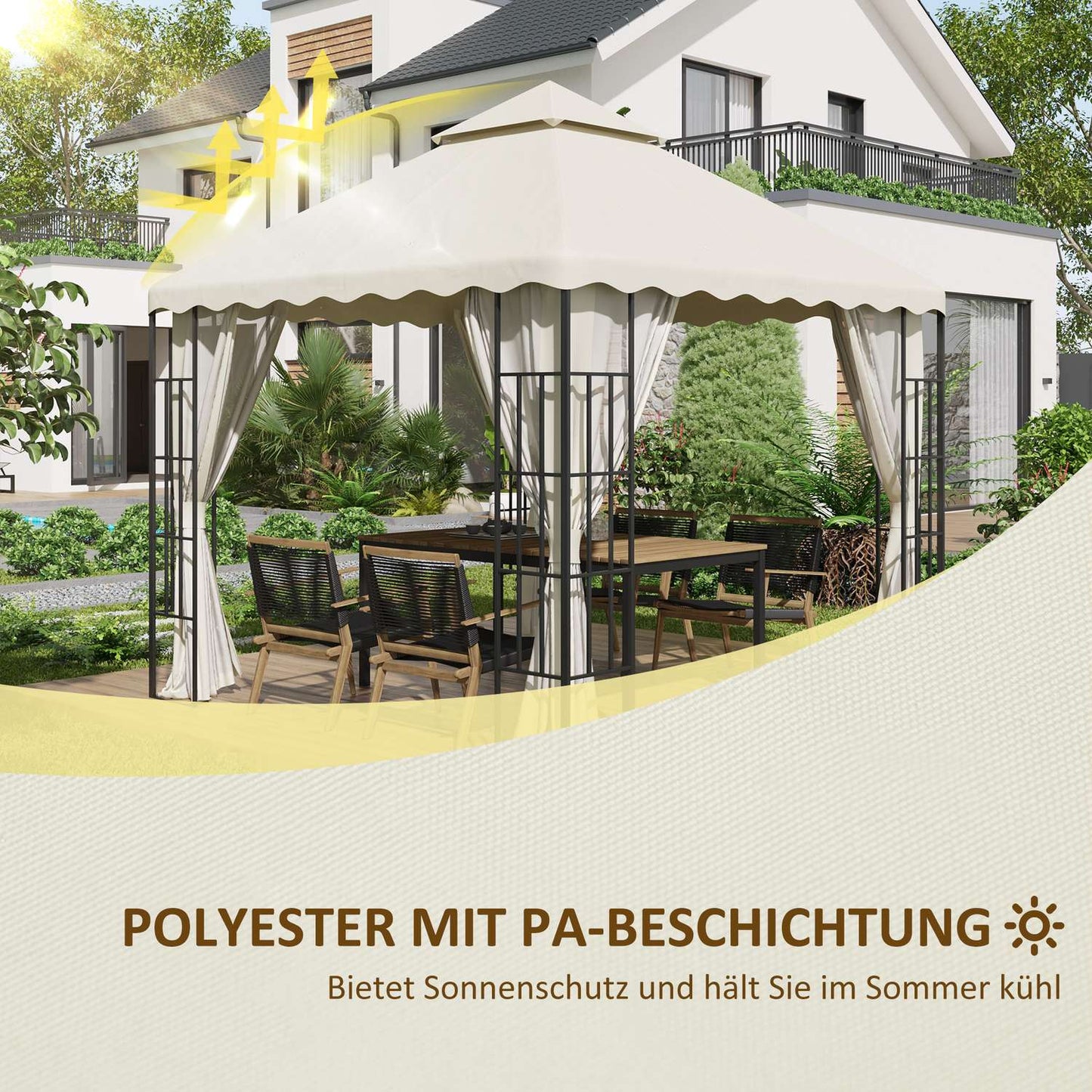 Replacement roof for garden pavilion, 3x3M, Cream white cover