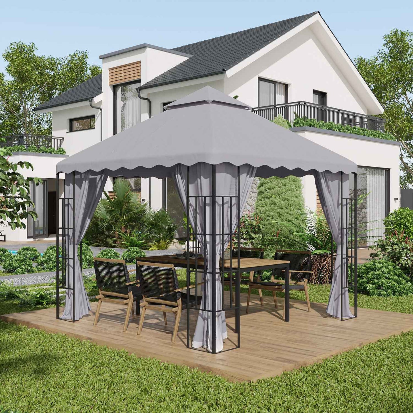 3x3 m Garden pavilion Replacement roof, light grey