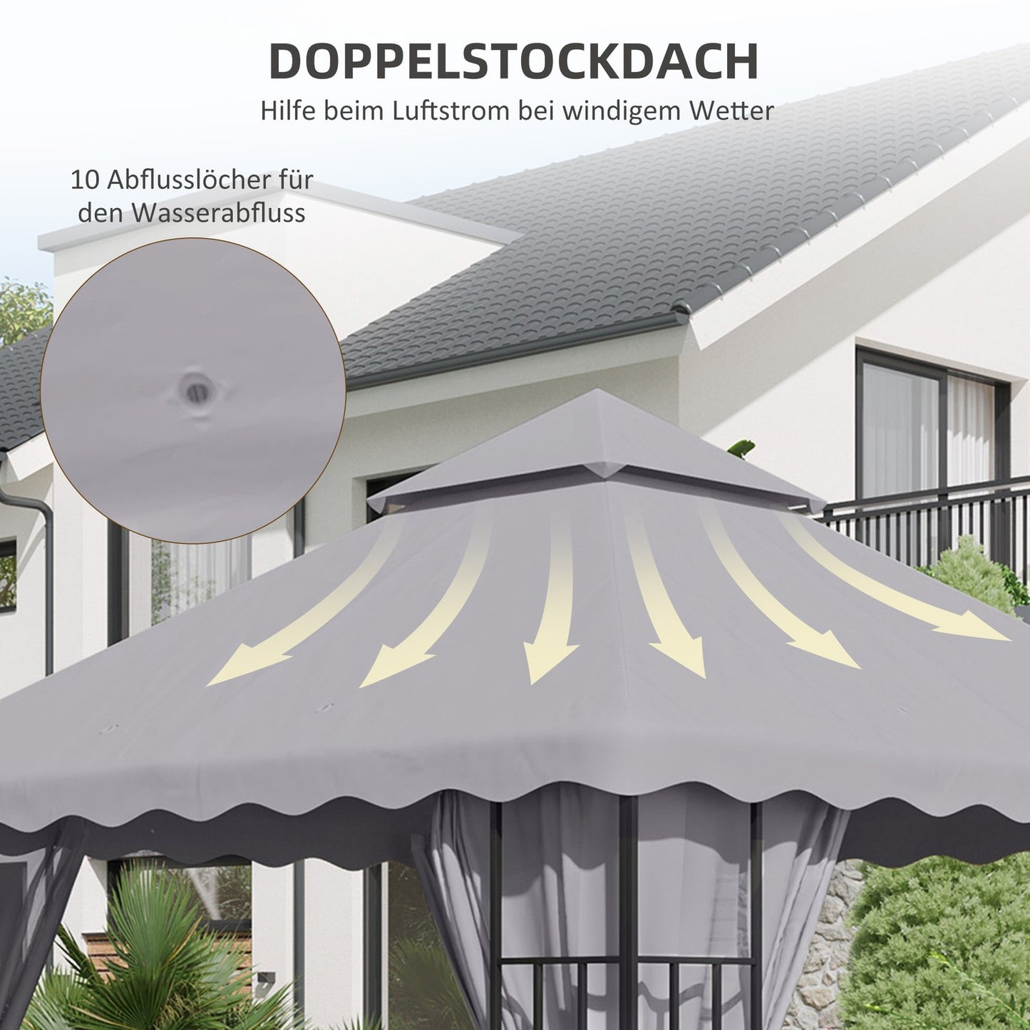 3x3 m Garden pavilion Replacement roof, light grey