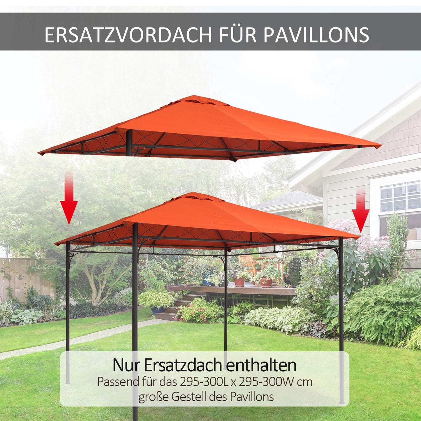 Orange Polyester Gazebo Roof Cover, Sun protection, 3x3 m