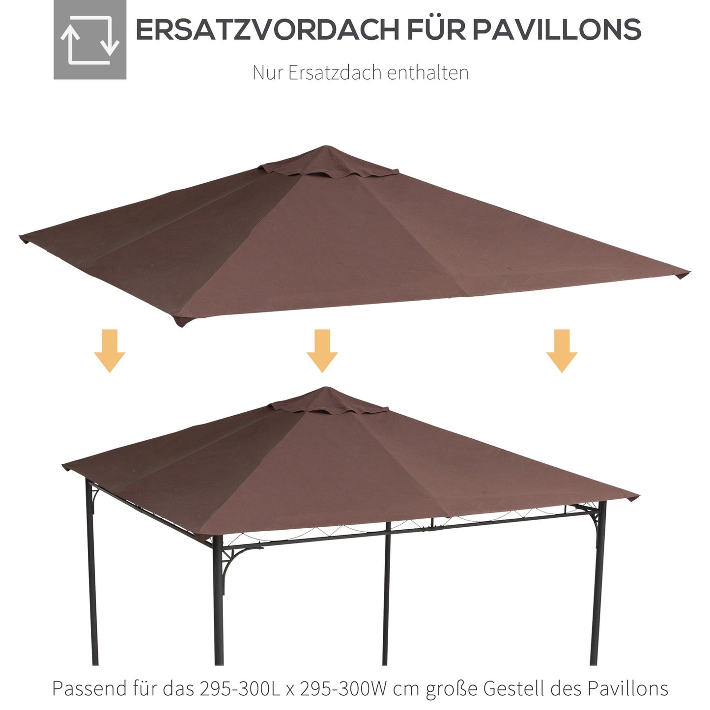 Gazebo Replacement Cover, Sun Shade, 2.93x2.93M, Coffee