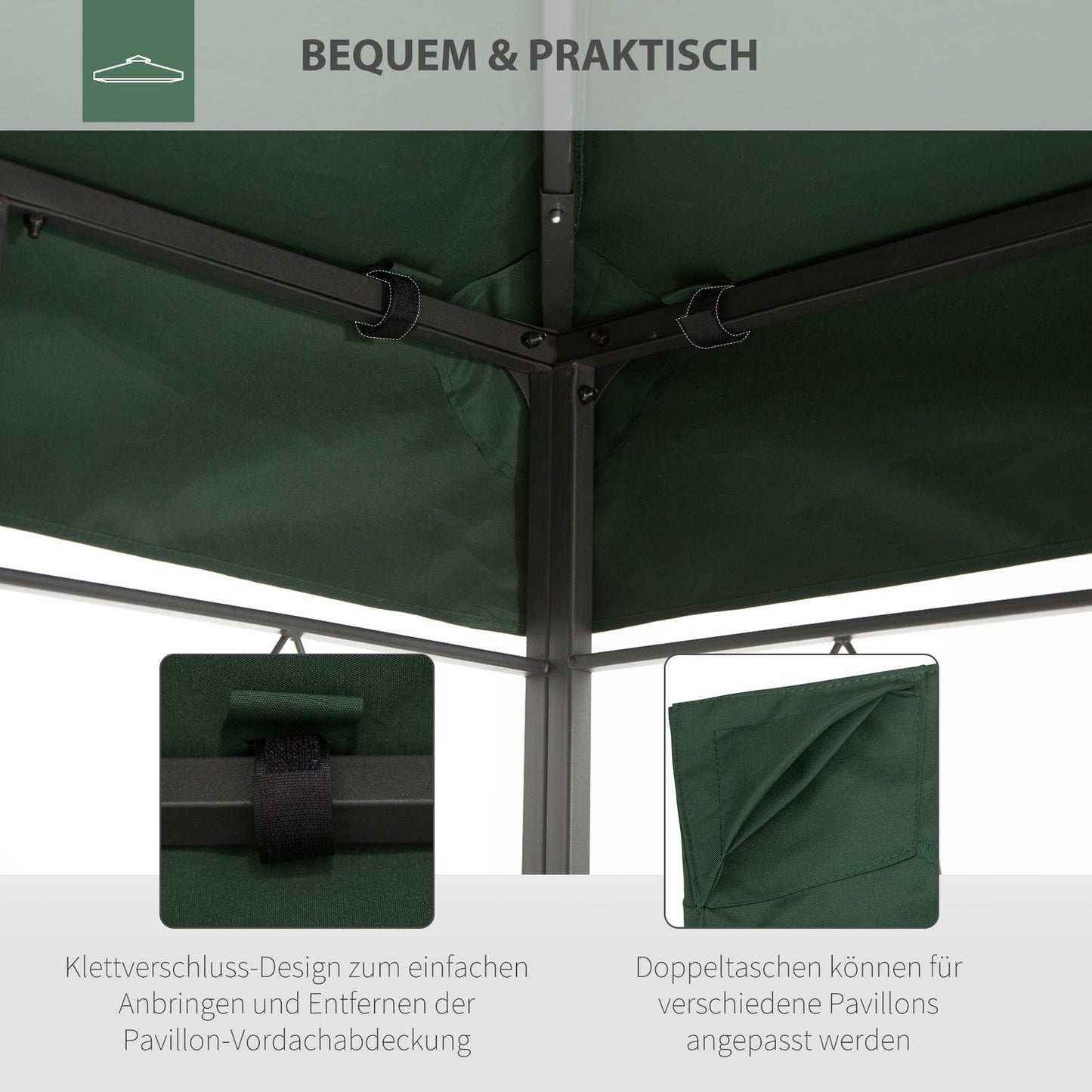 Replacement gazebo roof, 3x4M polyester, green