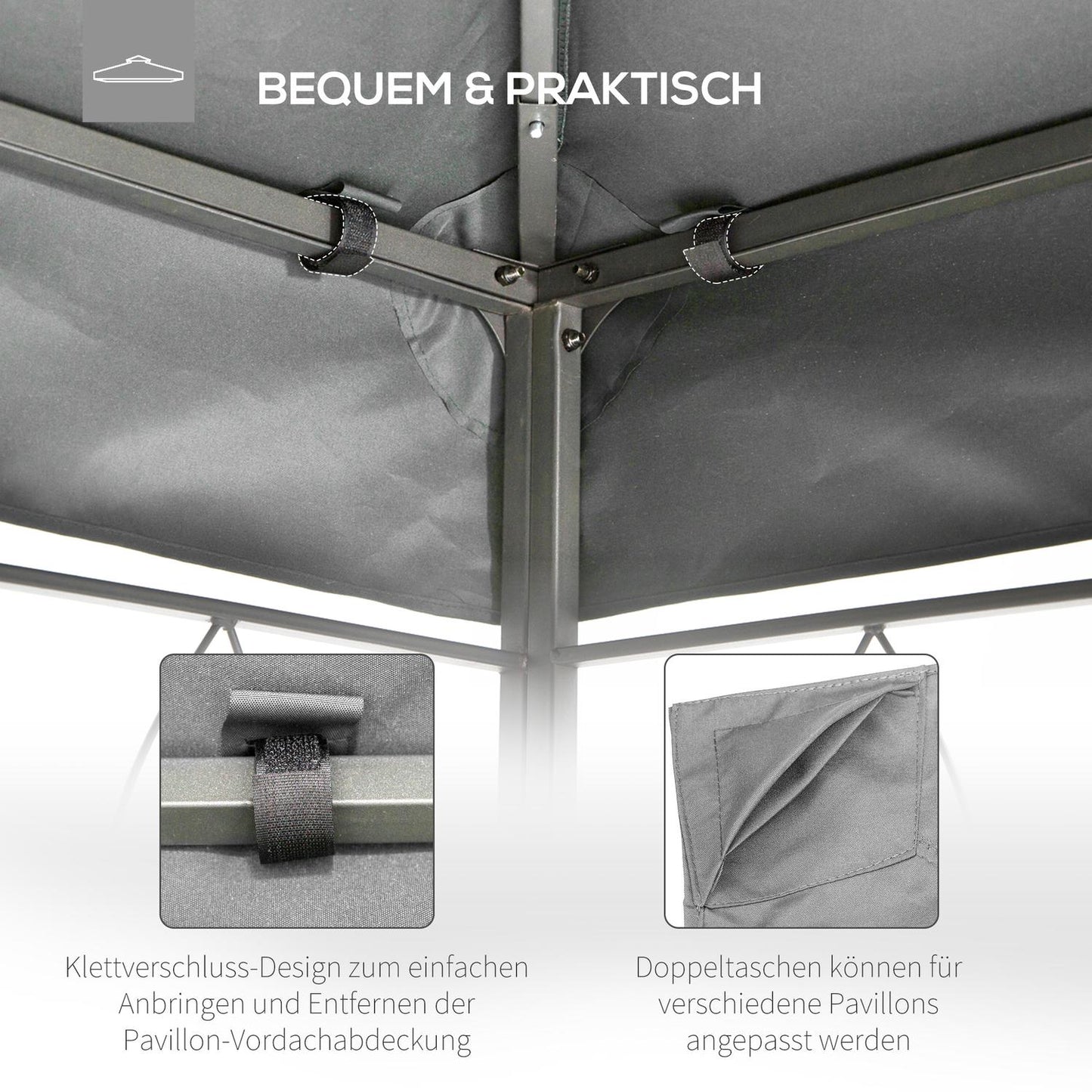 Replacement roof in polyester gazebo, 3x4M light grey