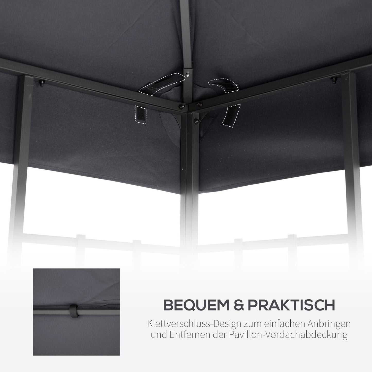 Replacement dark gray gazebo roof, 3x3M polyester cover
