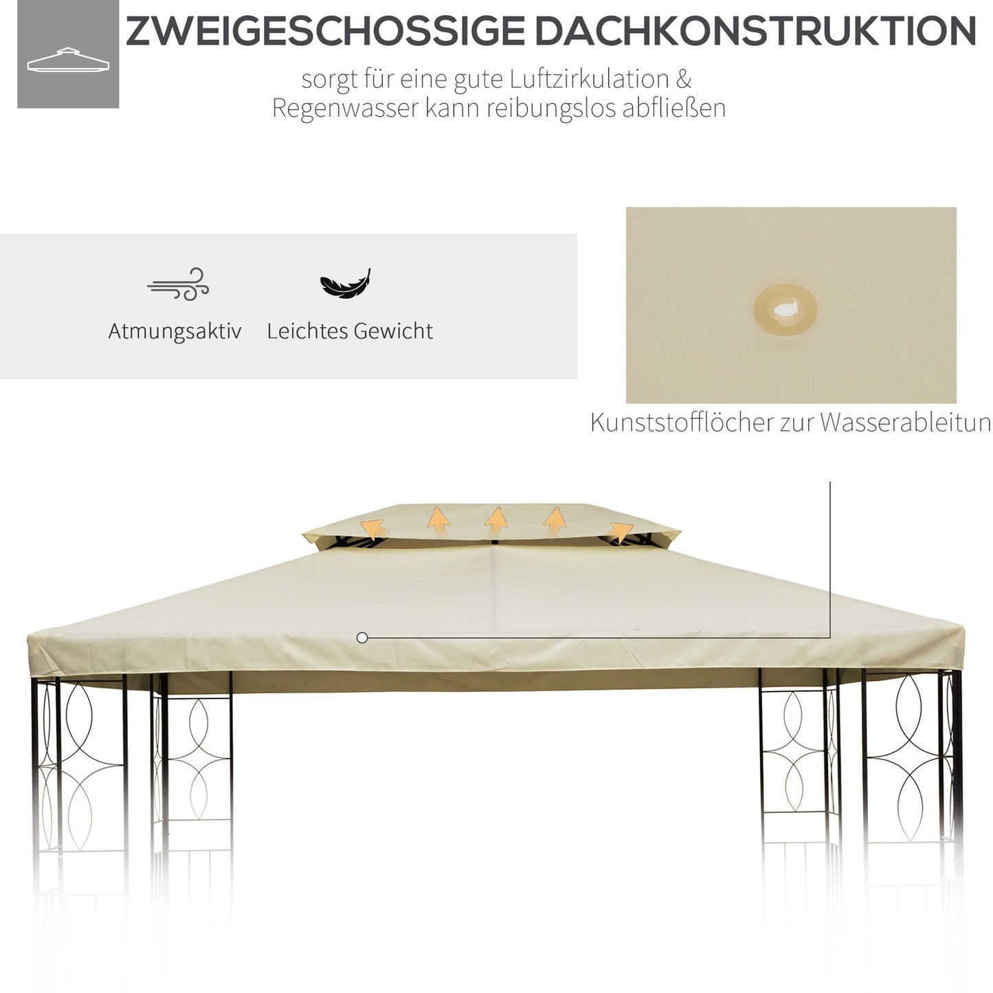 Creamy white polyester roof for 4x3M Metal Gazebo