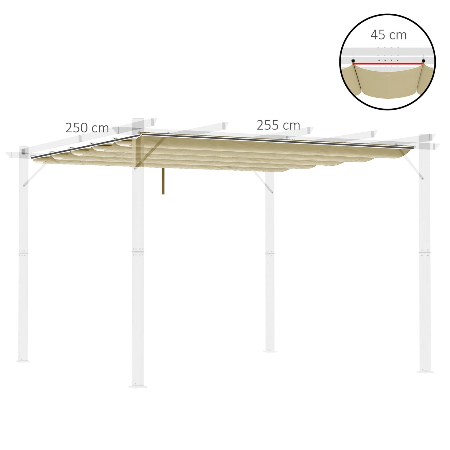 Waterproof 3x3m Pergola Roof replacement, beige canopy