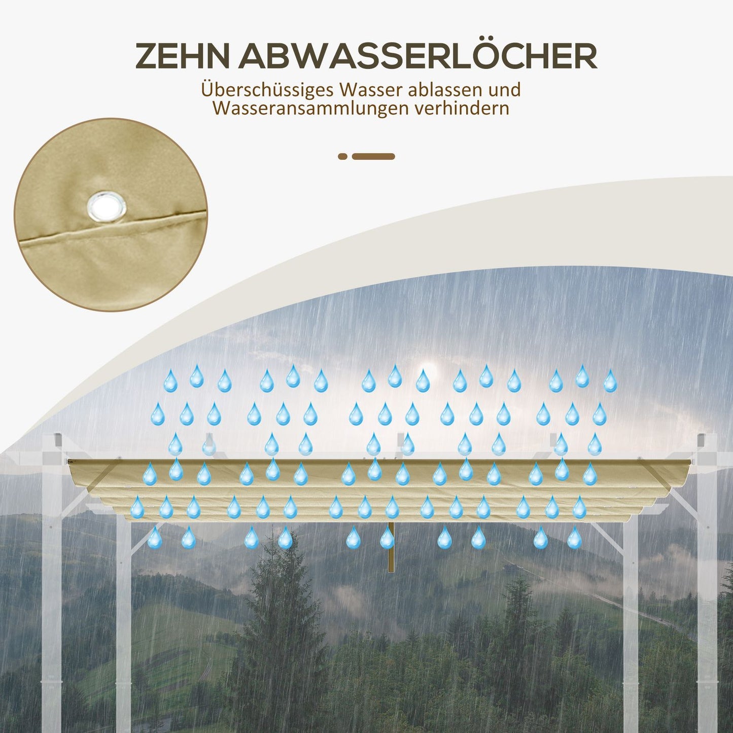 Waterproof retractable pergola roof 4x3m, Beige