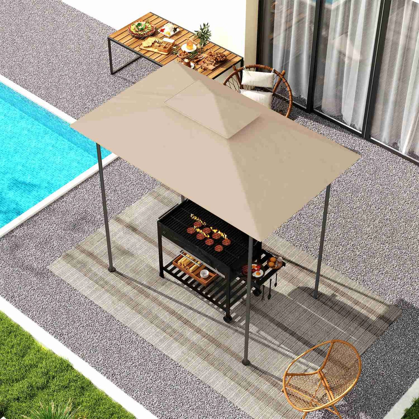 BBQ Gazebo Replacement roof, 1.5m x 2.4m, waterproof