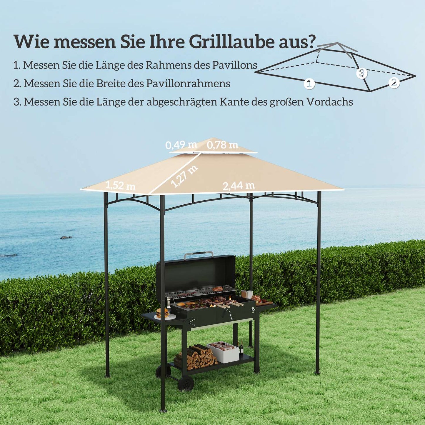 BBQ Gazebo Replacement roof, 1.5m x 2.4m, waterproof