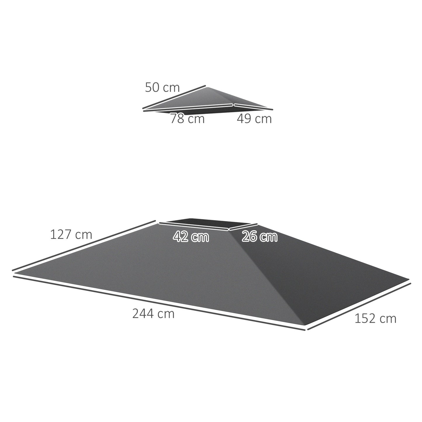 BBQ Gazebo Replacement roof 1.5 m x 2.4 m, dark grey