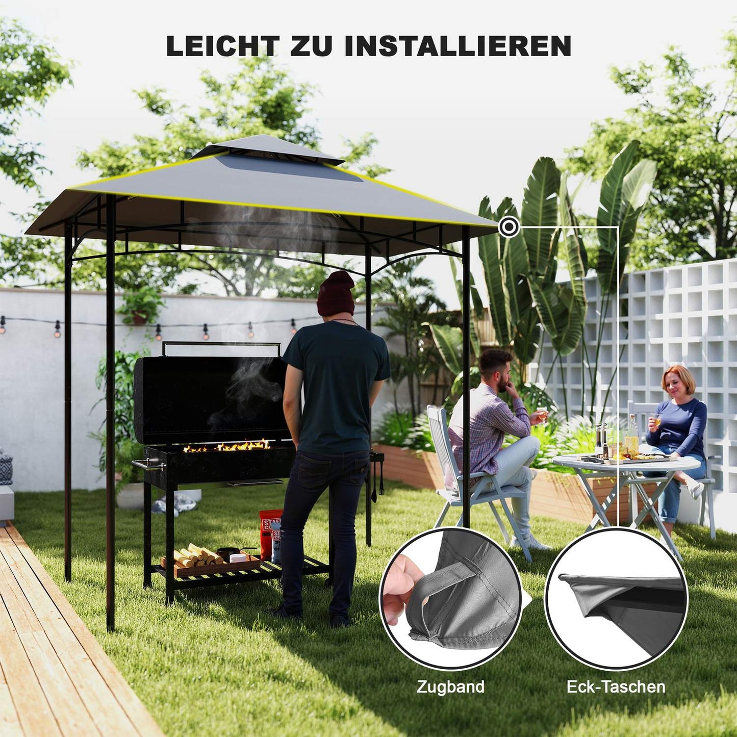 BBQ Gazebo Replacement roof 1.5 m x 2.4 m, dark grey
