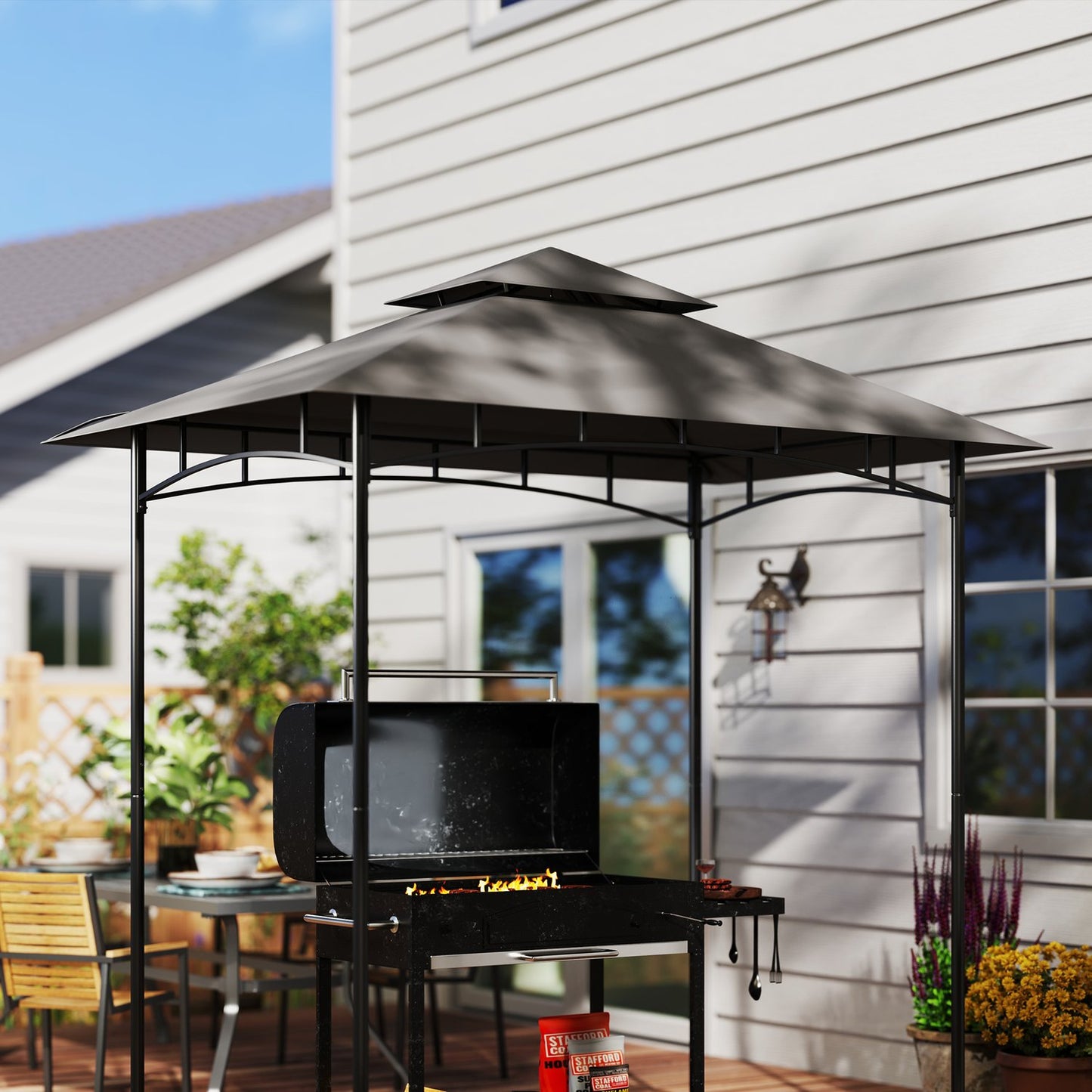 BBQ Gazebo Replacement roof 1.5 m x 2.4 m, dark grey