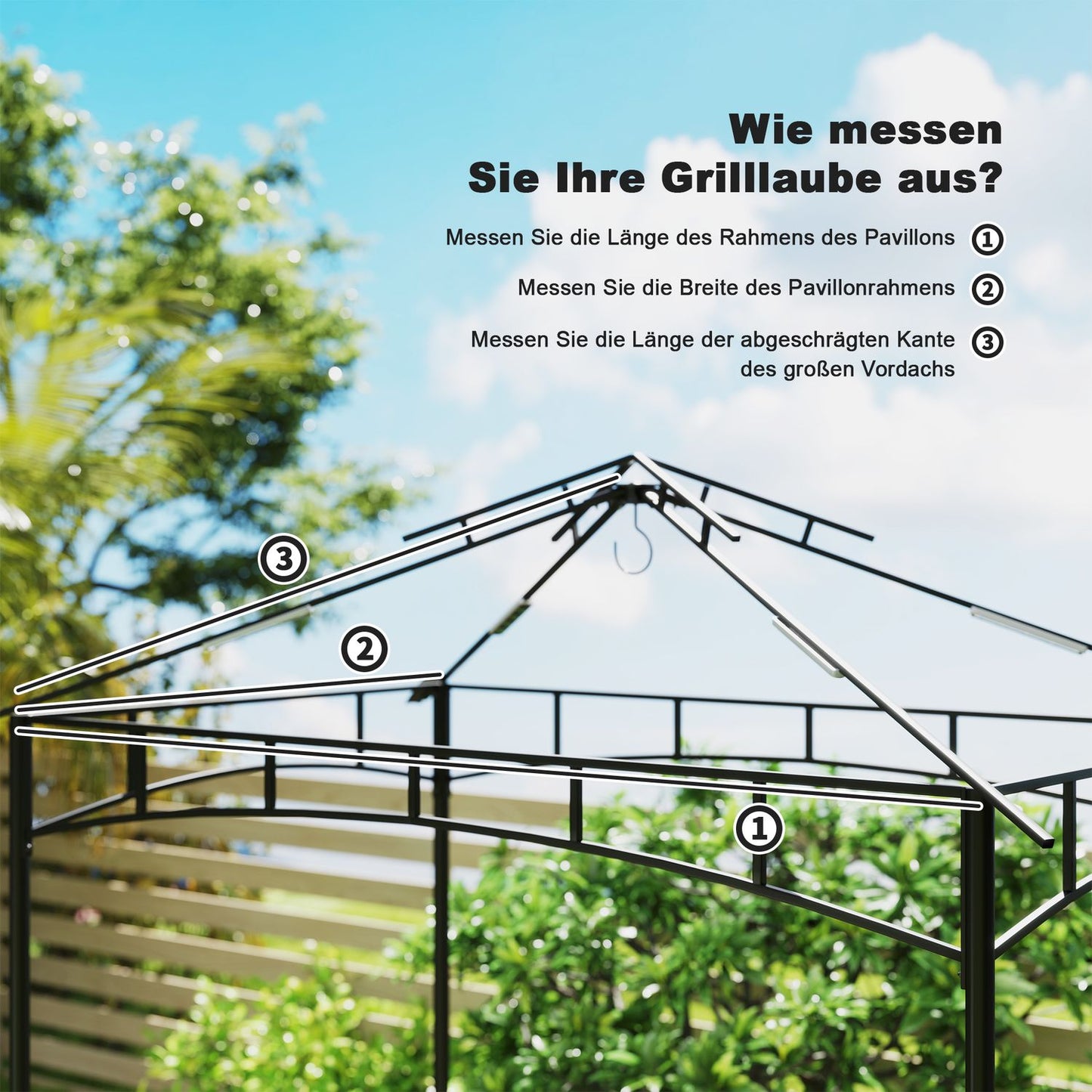 BBQ Gazebo Replacement roof 1.5 m x 2.4 m, dark grey