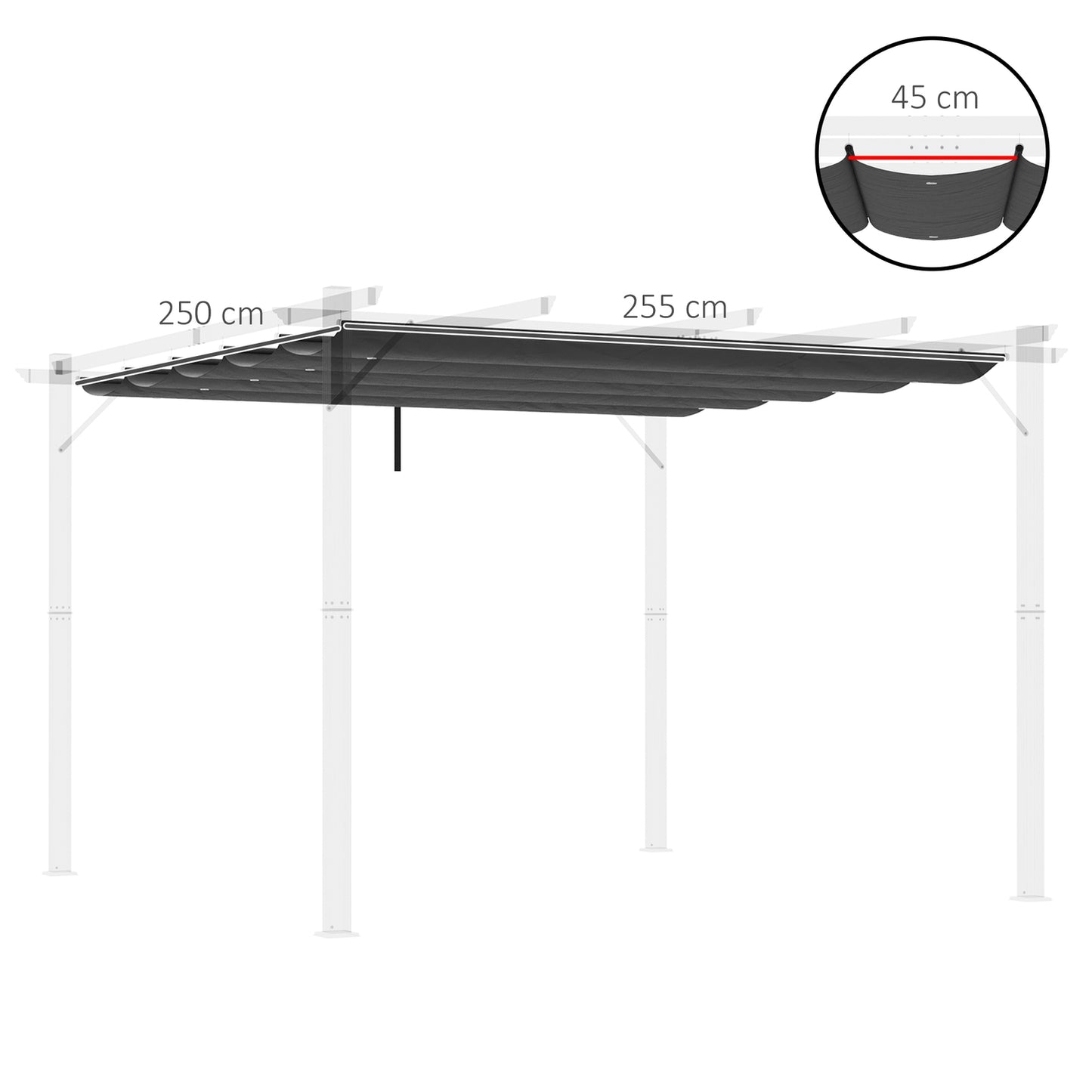Pergola Roof replacement 2.5x2.55m, dark grey, waterproof