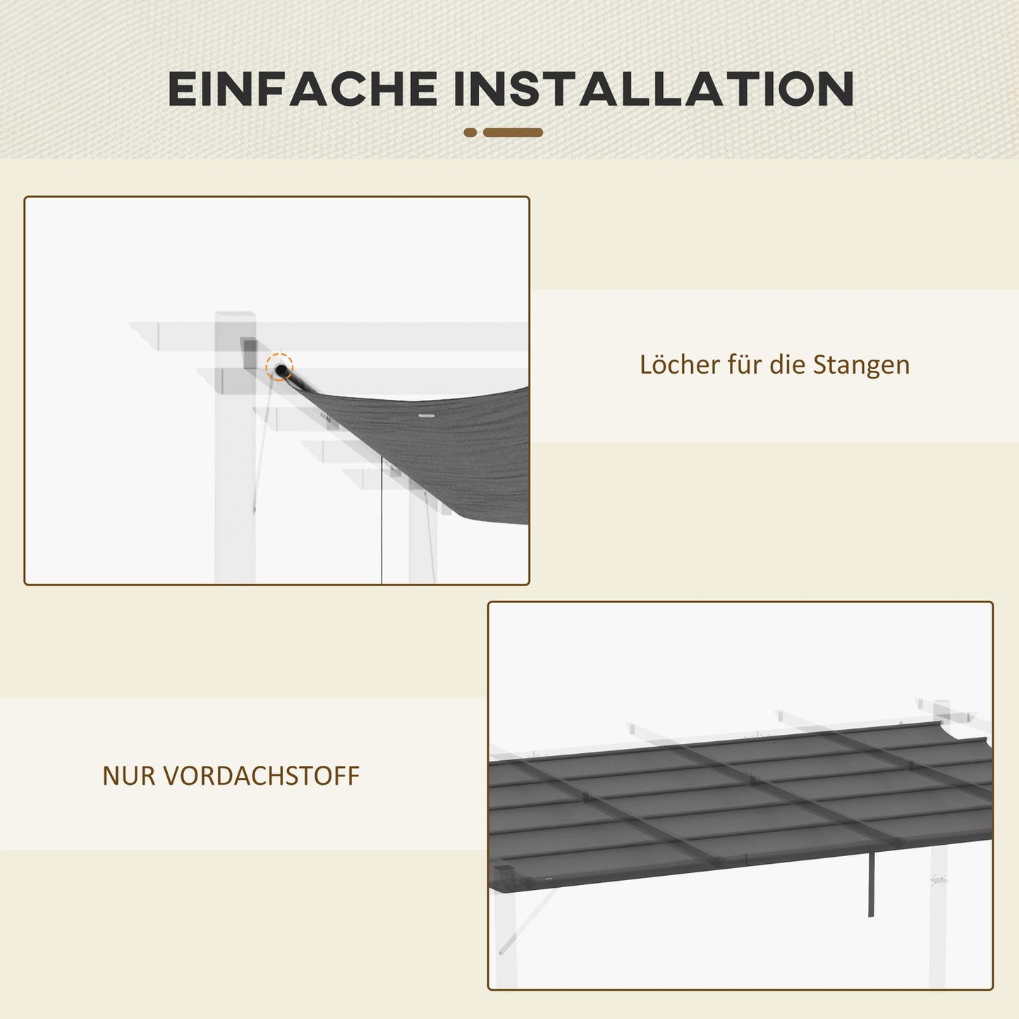 Pergola Replacement roof 3.5x2.5m, dark grey, with drainage