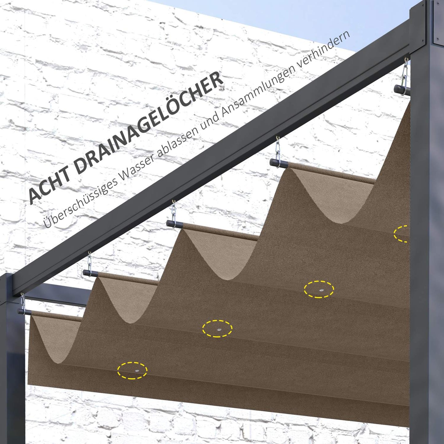 Retractable 2.85 x 2 m pergola roof, UV water resistant cover