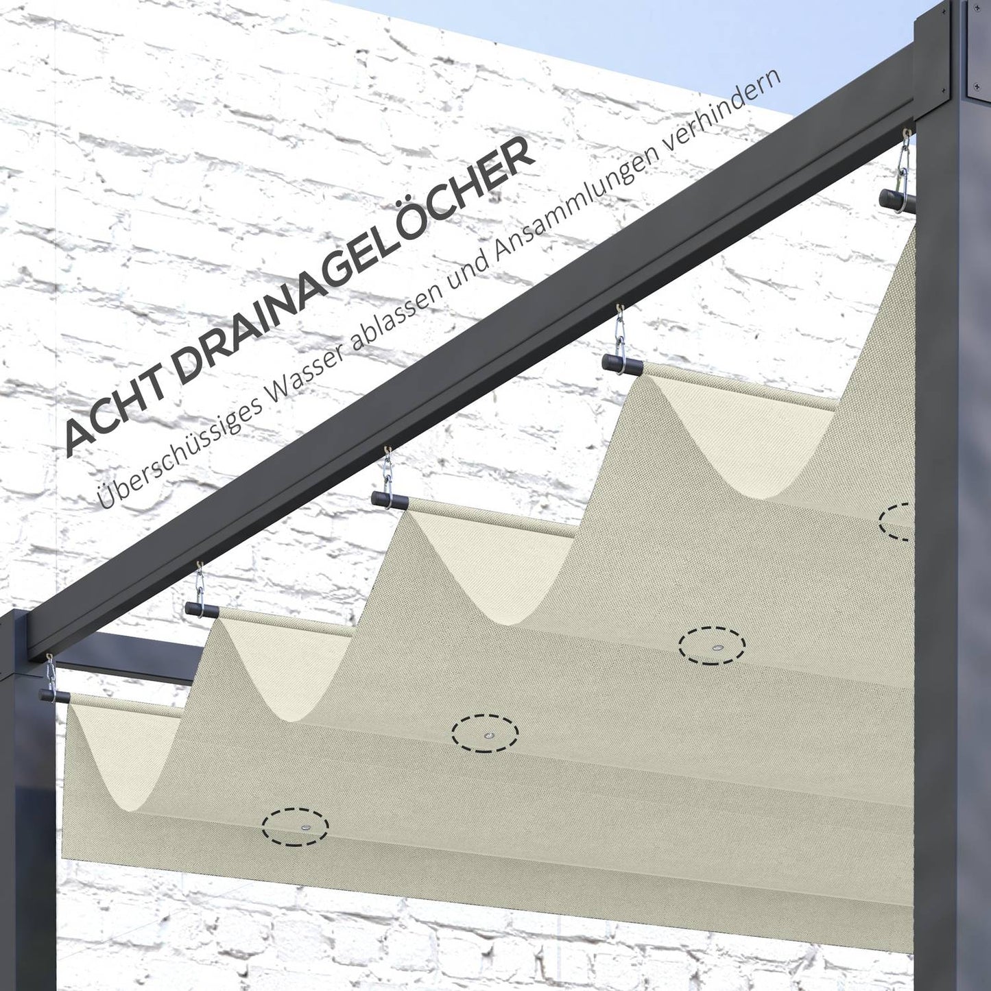 Water-repellent Pergola Roof Cover, Creamy White, UV 30+