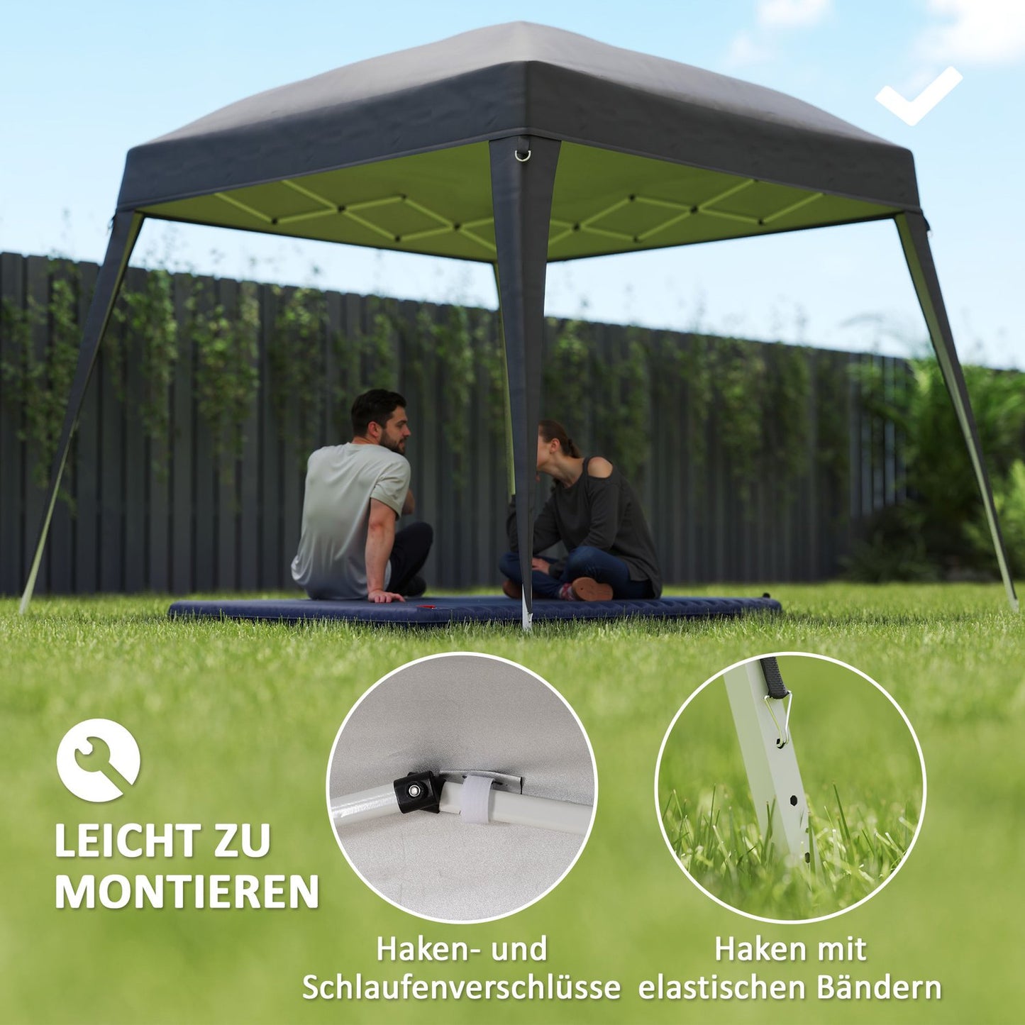 Dark gray 3x3m water-repellent pavilion replacement roof