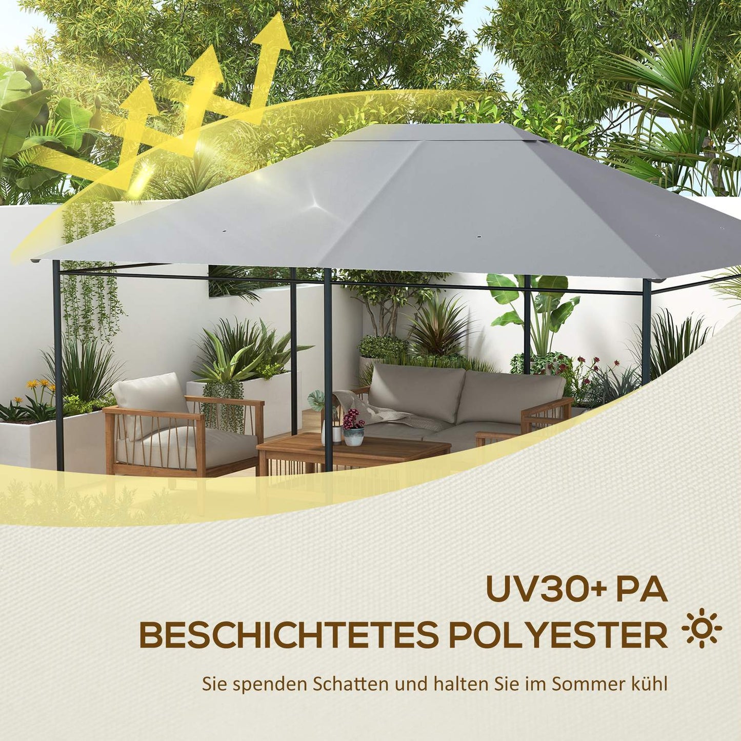 Light gray pavilion roof replacement 4x3m, UV 30+, water repellent