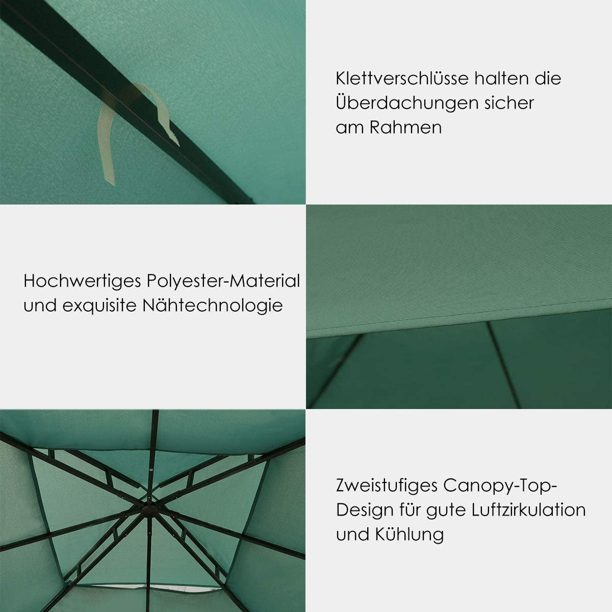 Replacement top cover 300 x 300 cm patio canopy for double-story gazebo dark green