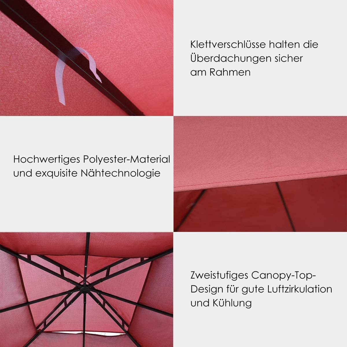 Replacement top cover 300 x 300 cm patio canopy for double-story pavilion wine