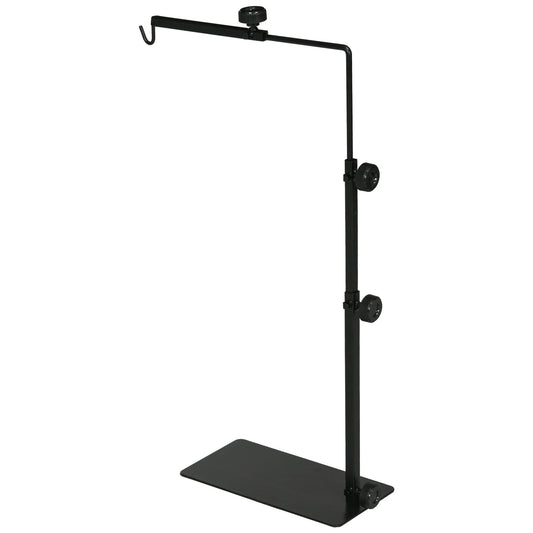 Adjustable reptile heat lamp stand, black steel, 4 wire holes