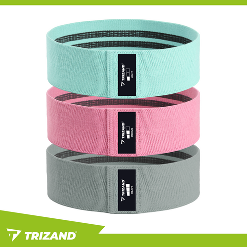Resistance Bands Set, 3 Levels, Fabric, QR Workout Plan