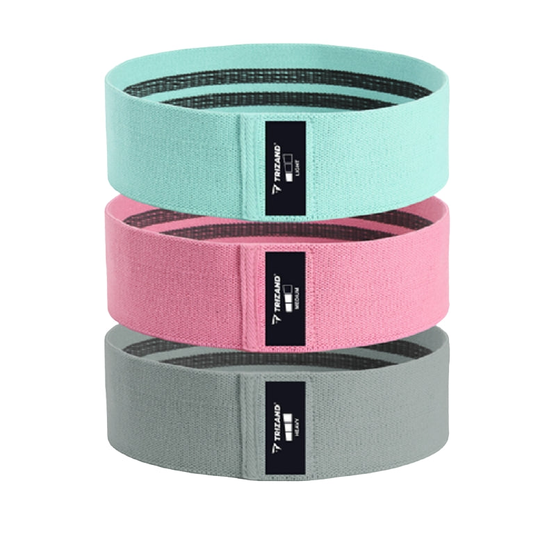 Resistance Bands Set, 3 Levels, Fabric, QR Workout Plan