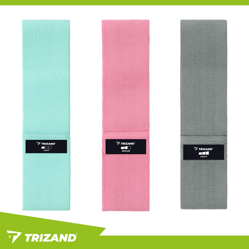 Resistance Bands Set, 3 Levels, Fabric, QR Workout Plan