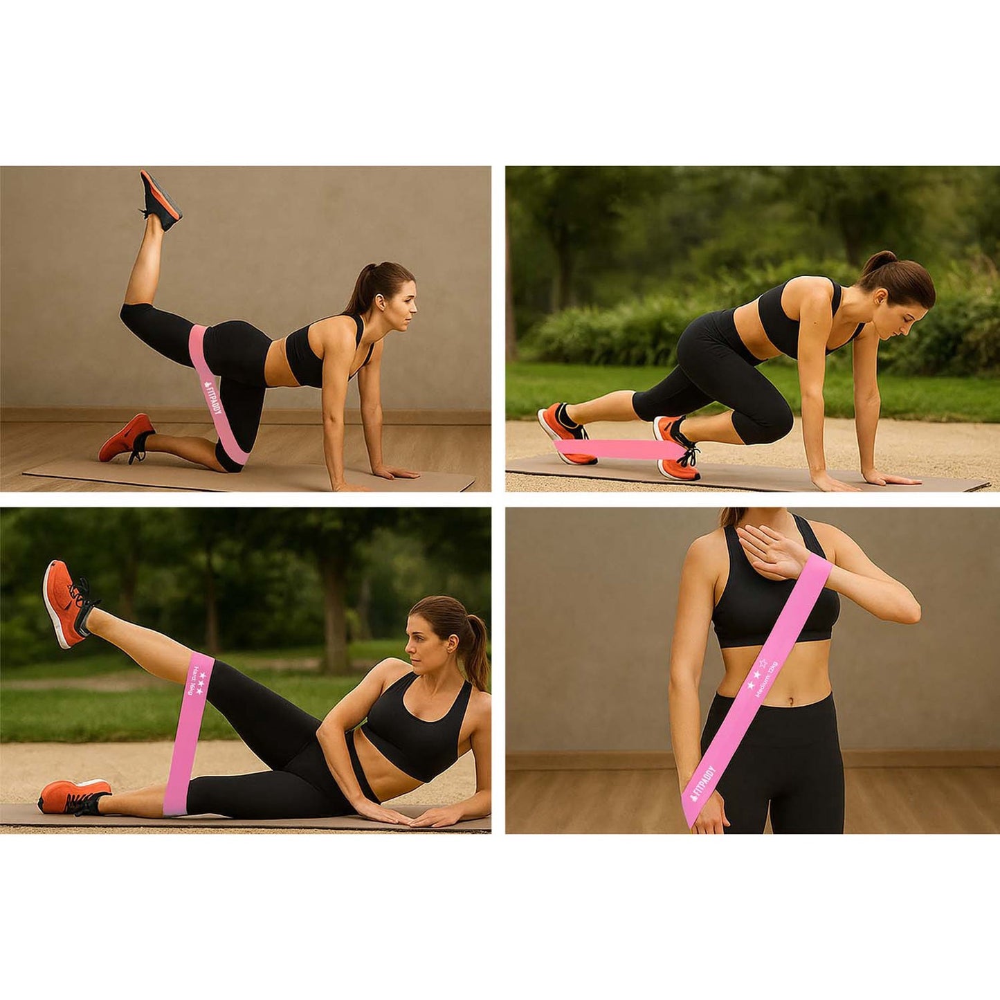 Resistance Bands Set – 3 Pink Elastic Bands for Home Workout