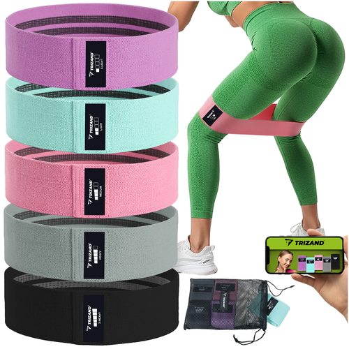 Resistance Bands Set, 5 Levels, Anti-Slip Fabric