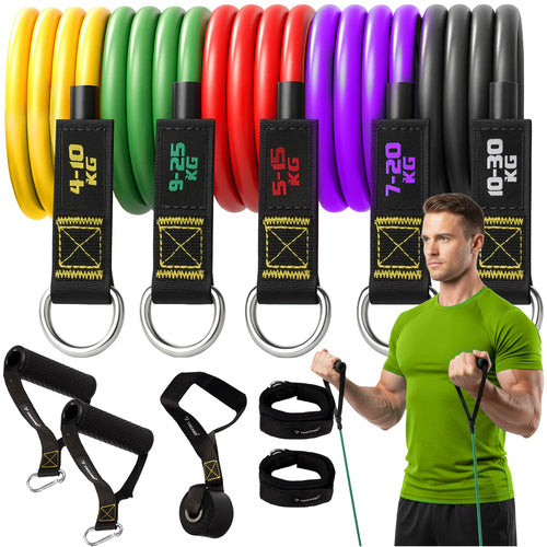 Resistance Bands Set – 5 Levels, Handles, Door Hook