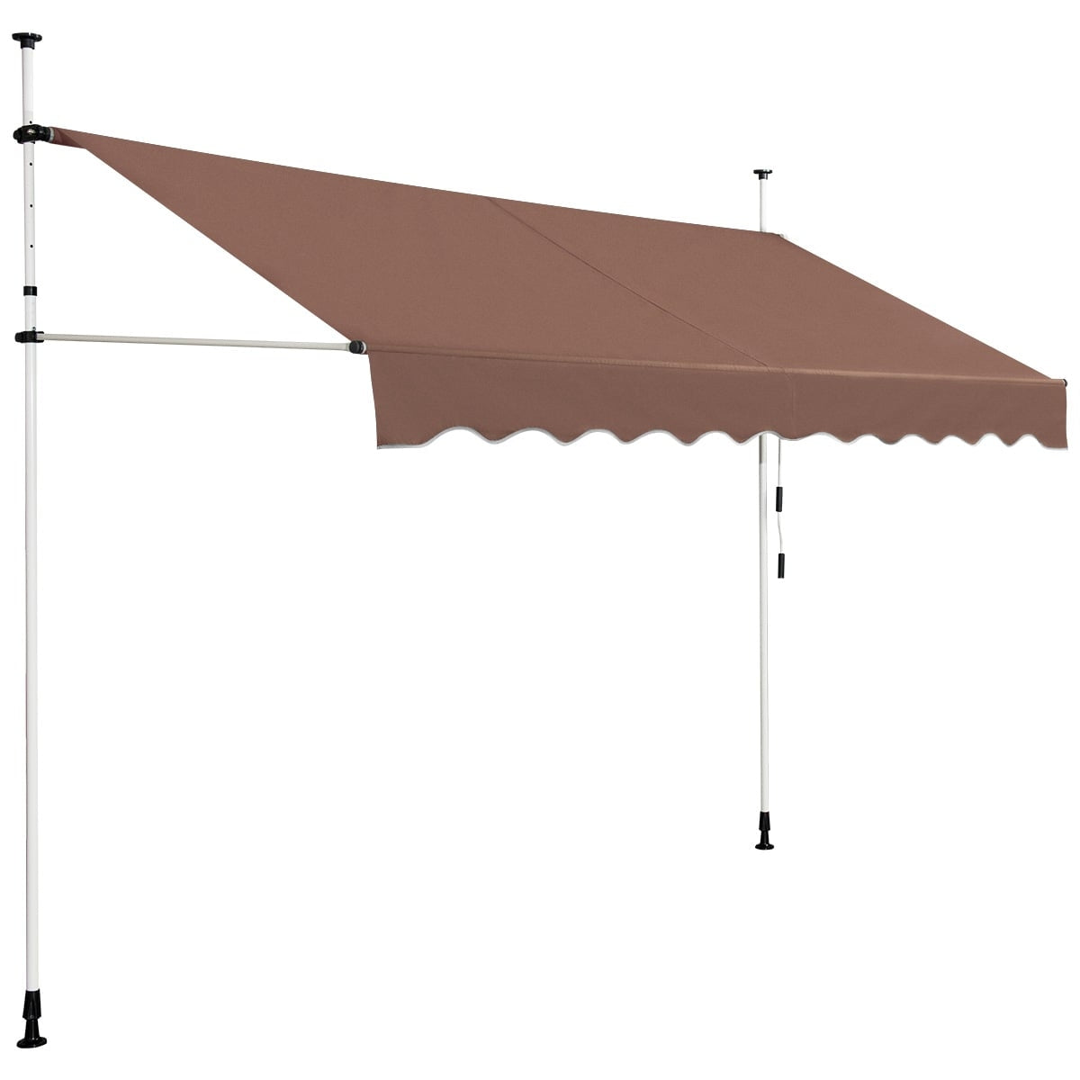 Retractable Awning 300cm, No-Drill, UV-Resistant, Brown