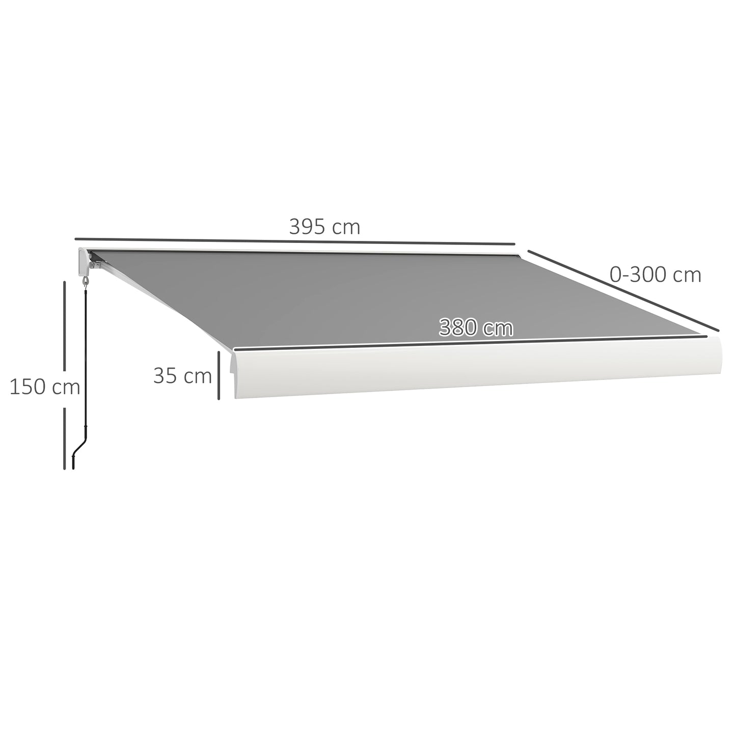 Retractable Awning, 395x300 cm, Remote & Manual Control
