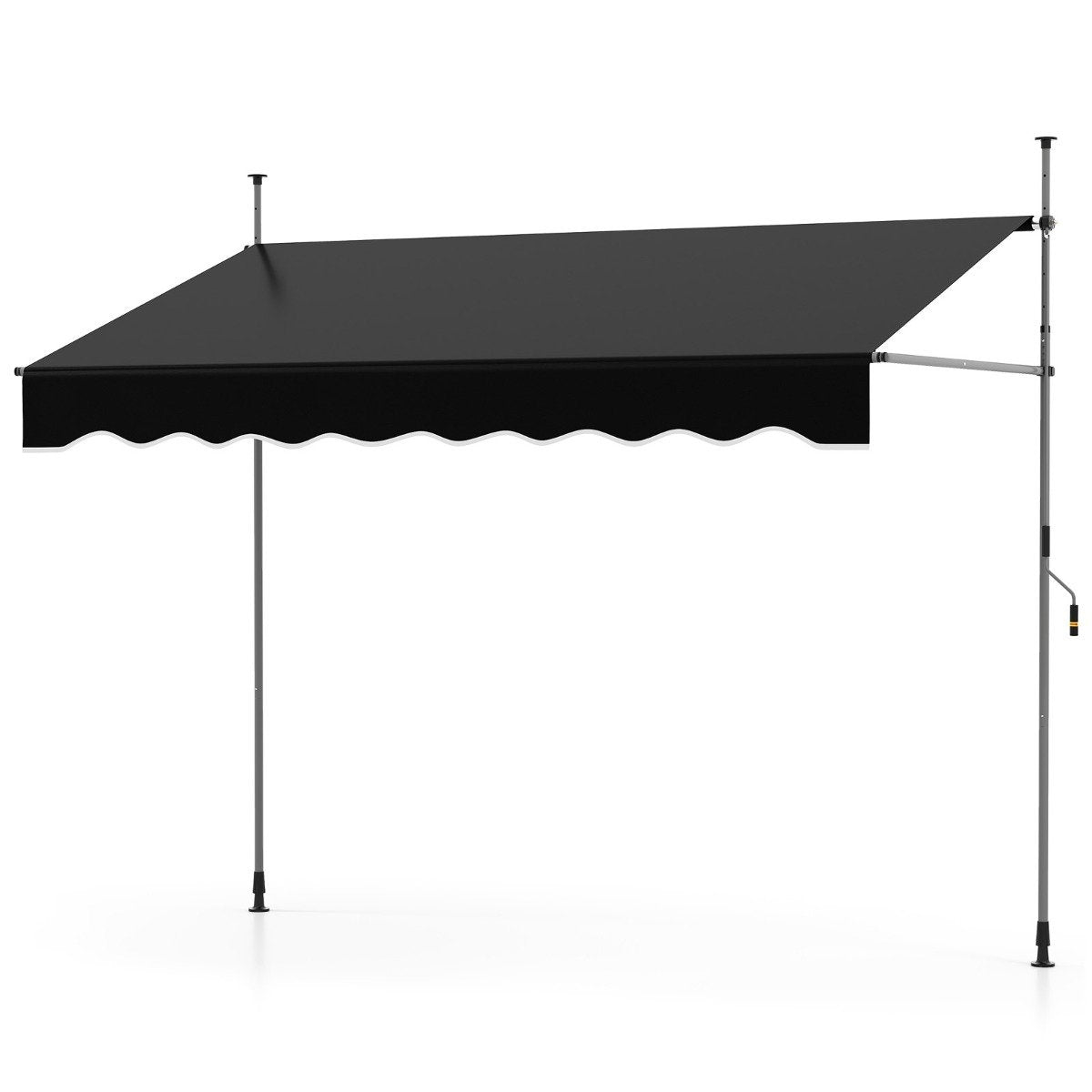 Retractable Awning, No-Drill, Adjustable Height, 250cm, Black