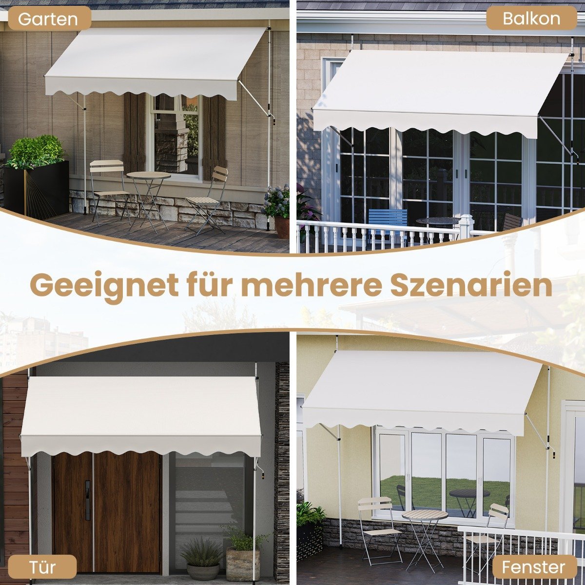 Retractable Awning, No-Drill, Adjustable Height, UV-Resistant