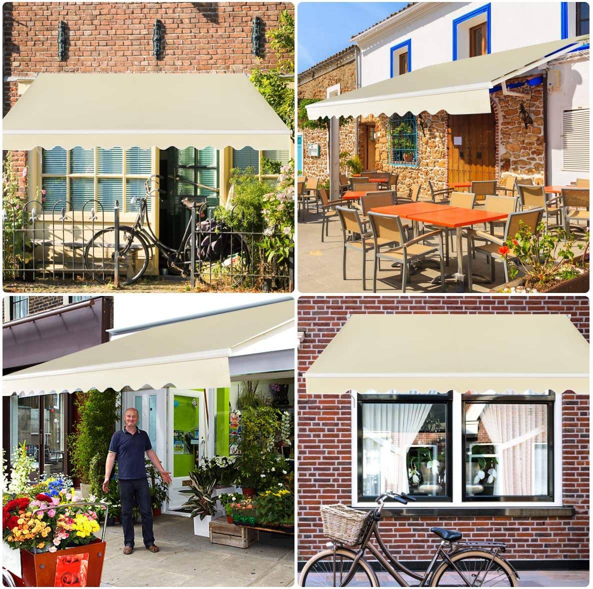 Retractable Balcony Awning, 360x300 cm, Beige