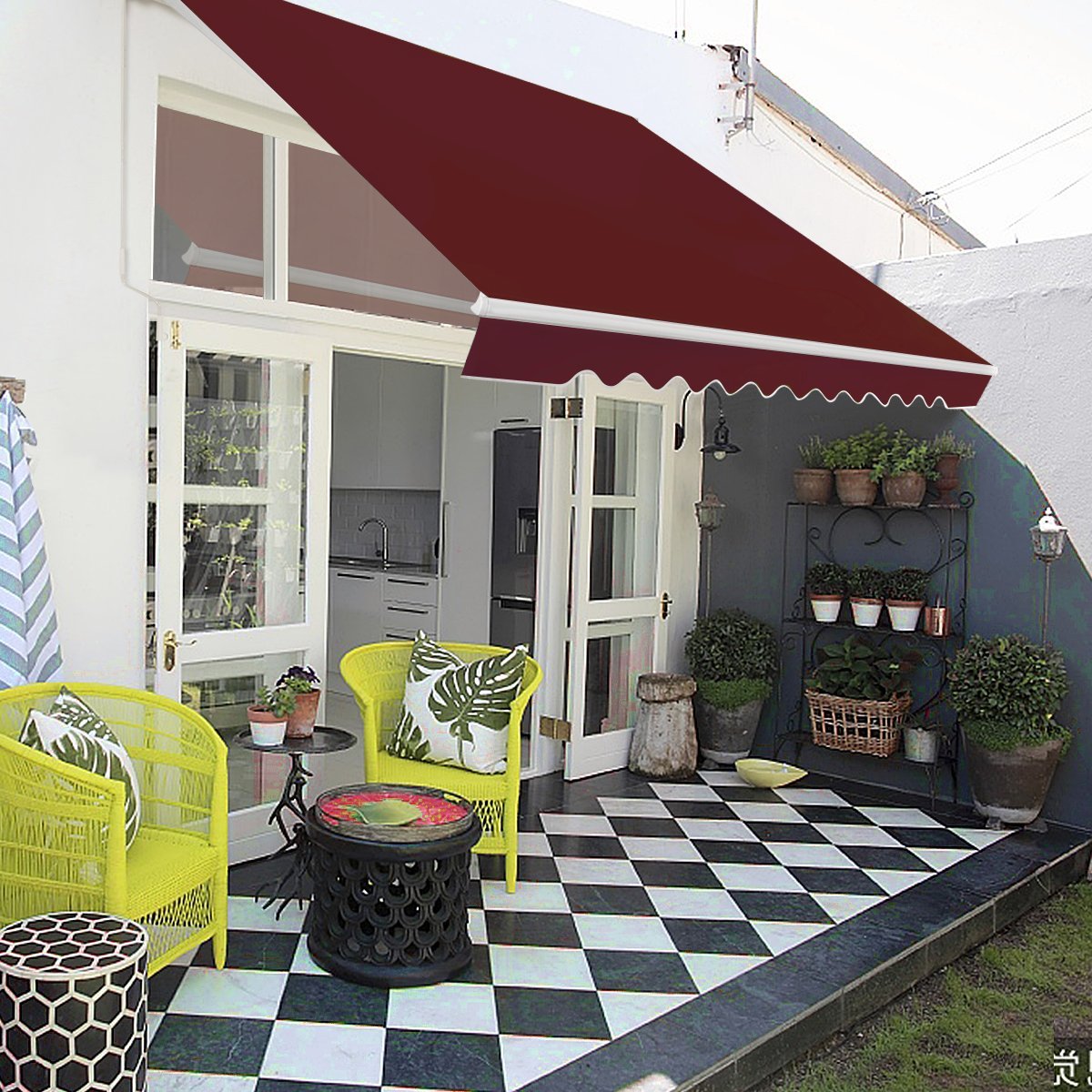 Retractable Balcony Awning, 400x250 cm, Wine Red