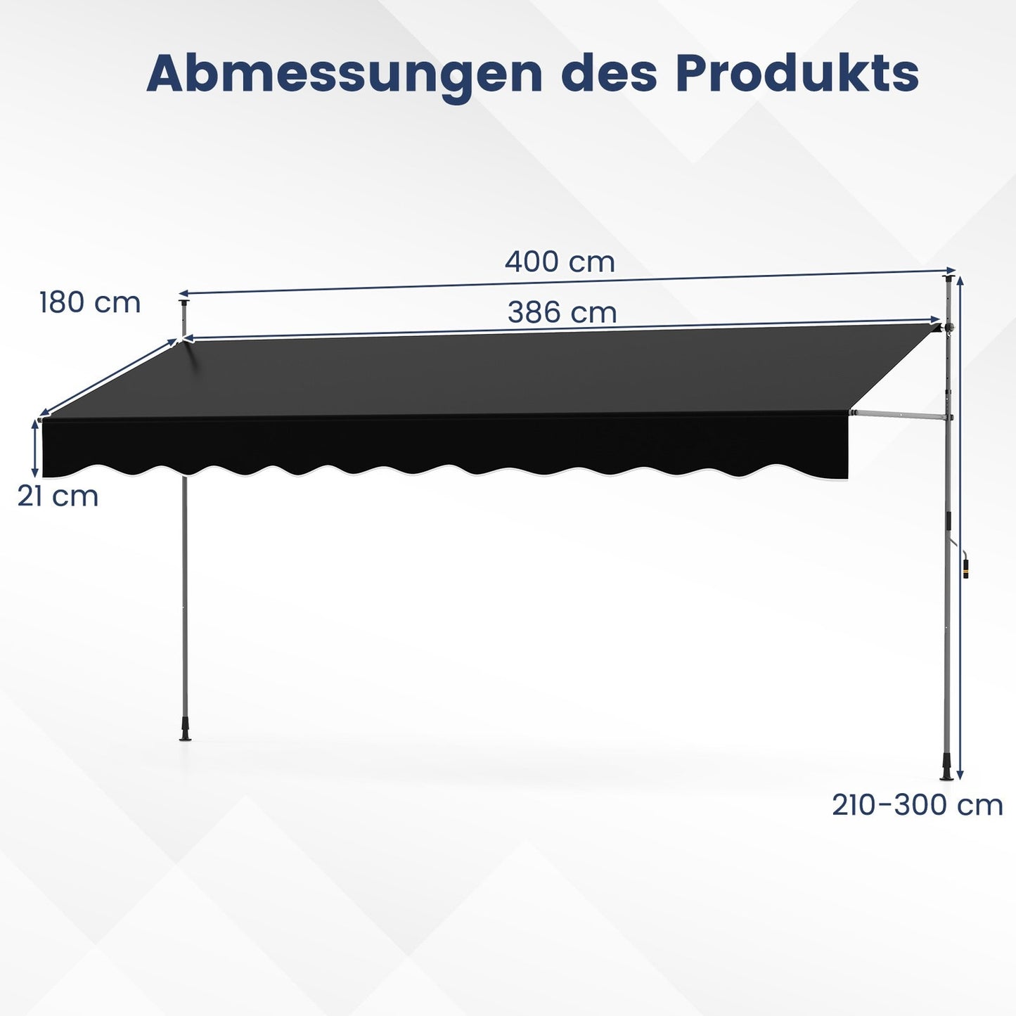 Retractable Balcony Awning, No-Drill, Adjustable Height, UV Protection